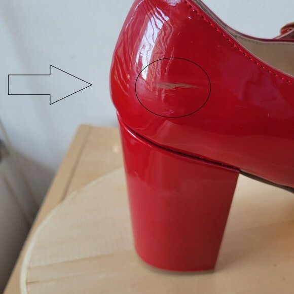 Coutgo Women's Round Toe Platform/Chunky Red Patent Leather Shoe (Size: 9½) - Picture 12 of 13